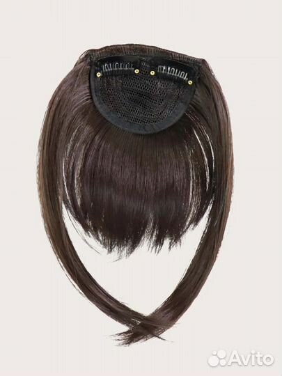 Челка на зажиме заколка, цвет темно-коричневый