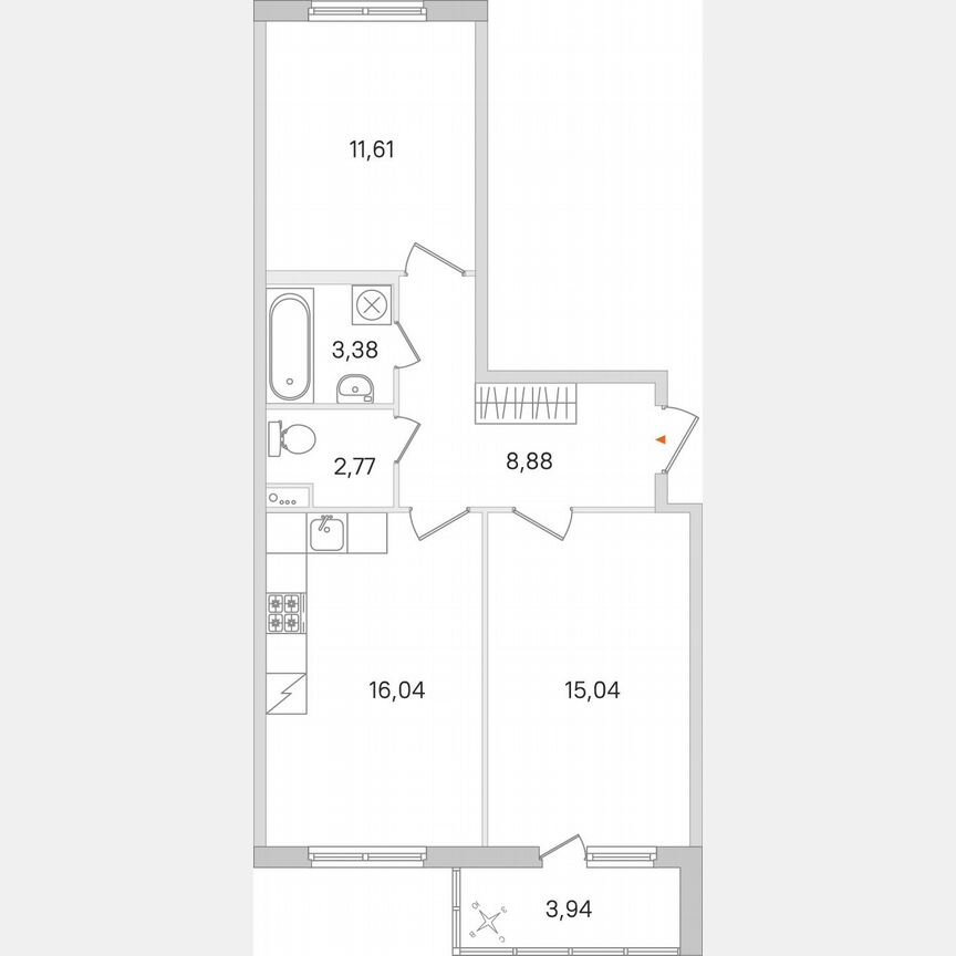 2-к. квартира, 59,7 м², 1/8 эт.