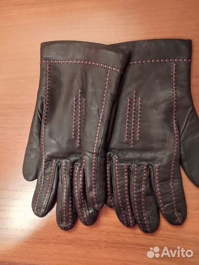 Перчатки кожаные женские и шерстяной шарф