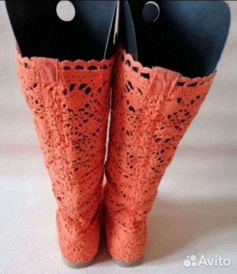 Новые Вязанные Ажурные Сапоги Хлопок