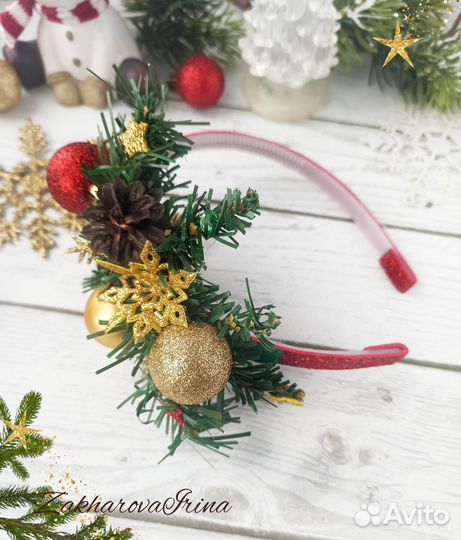Ободок к костюму ёлочка ёлочная игрушка