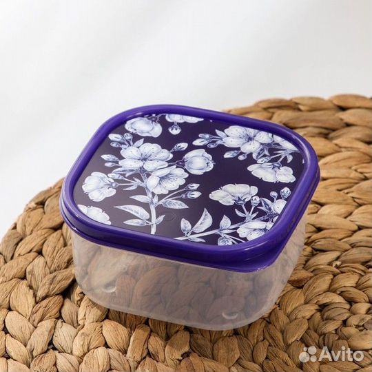 Контейнер пищевой Доляна «Цветы», 400 мл, квадрат