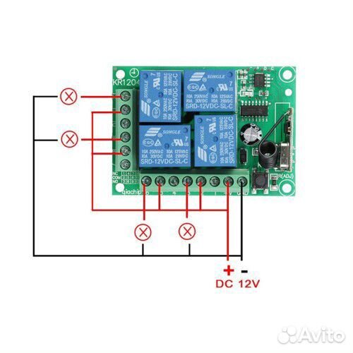 Радио модуль управления 4 канальным реле на 433мгц
