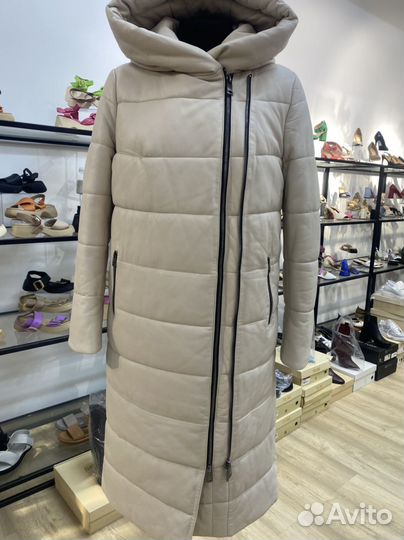 Пуховик зимний женский натуральная кожа