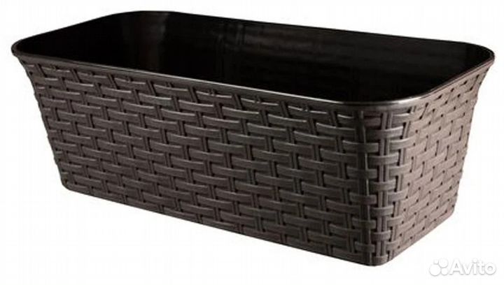 Ящик балконный «Ротанг», 40 см, цвет коричневый