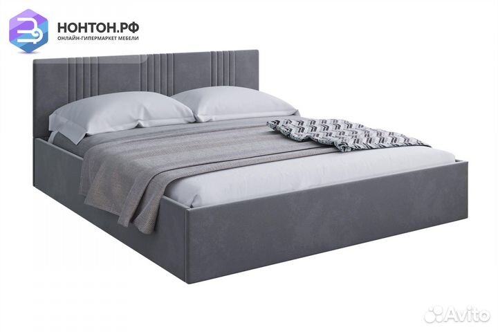 Кровать Амелия велюр серый