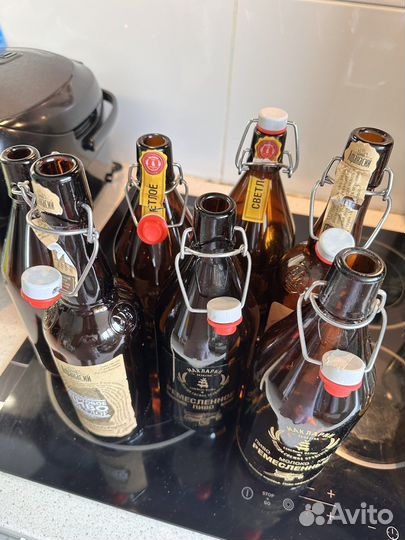 Стеклянная бутылка 1 л с бугельной крышкой