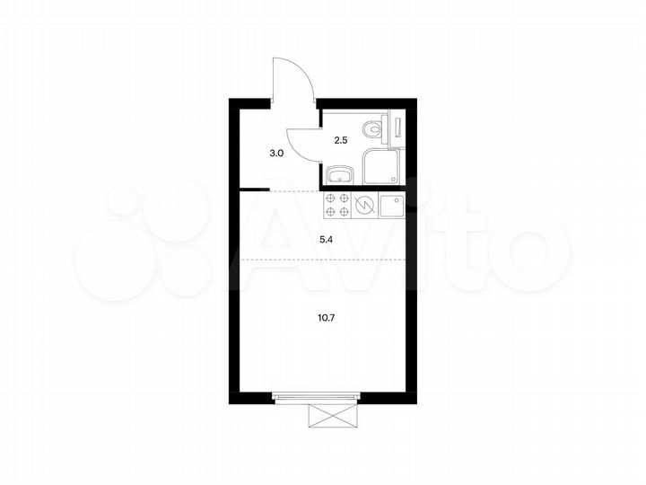 Квартира-студия, 21,6 м², 33/33 эт.