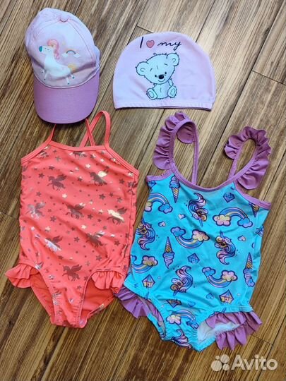 Купальник и шапочки для девочек 86-92