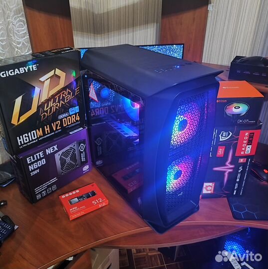 Новый игровой пк Intel Core10100f + Sapphire RX570