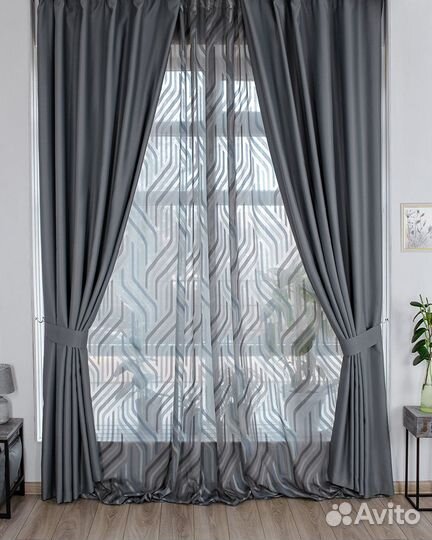 Блэкаут шторы Марсель Серый