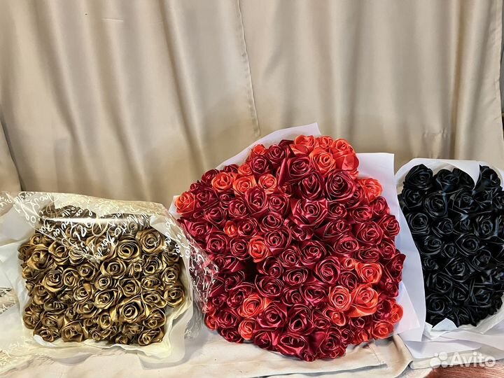 Букет /букеты роз / розы из атласных лент