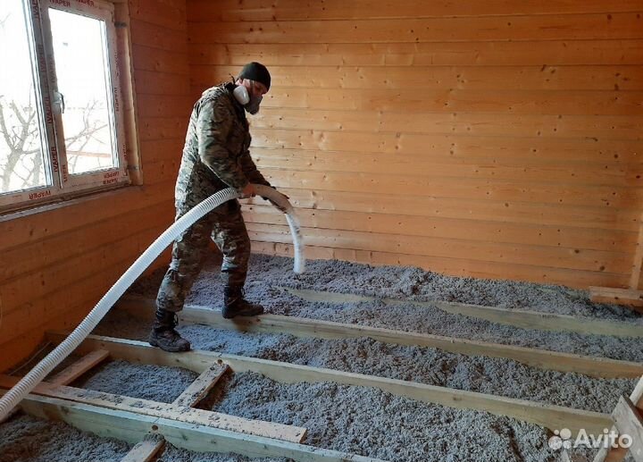 Утепление крыши эковатой, задувным базальтом