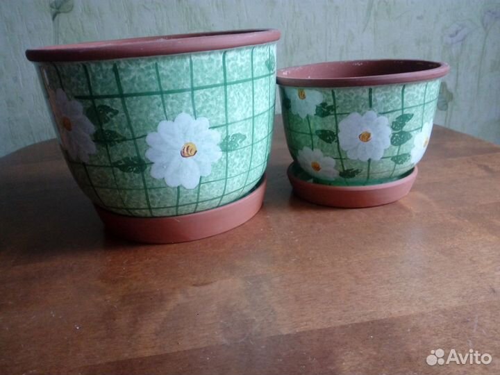 Горшки цветочные, керамические, цена за два