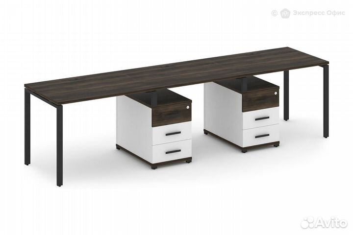 Стол-бенч на 3 места с двумя опорными тумбами Conc