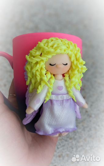 Кружка с Ангелом из полимерной глины