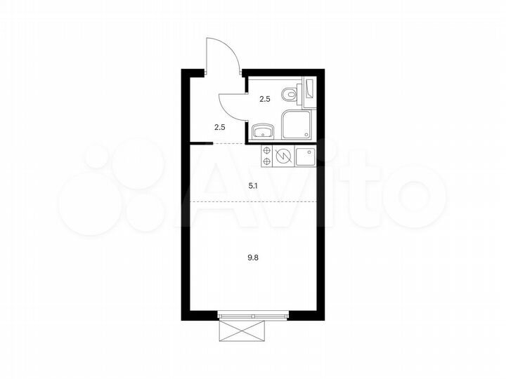Квартира-студия, 19,9 м², 14/33 эт.