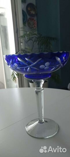 Фруктовница ваза цветной хрусталь 60-е годы
