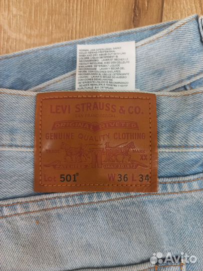 Мужские джинсы levis 501 w36 L34