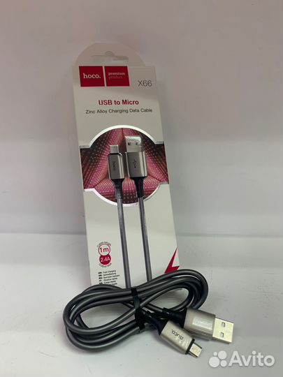 Кабель microUSB Hoco X66 (2.4A,1m) gray