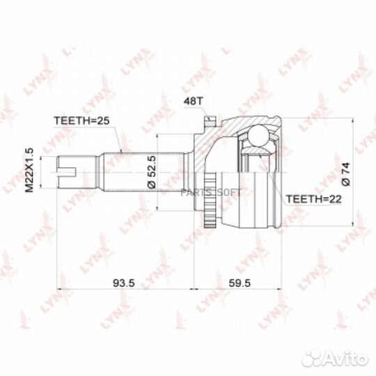 Lynxauto CO3696A шрус наружный перед прав/лев