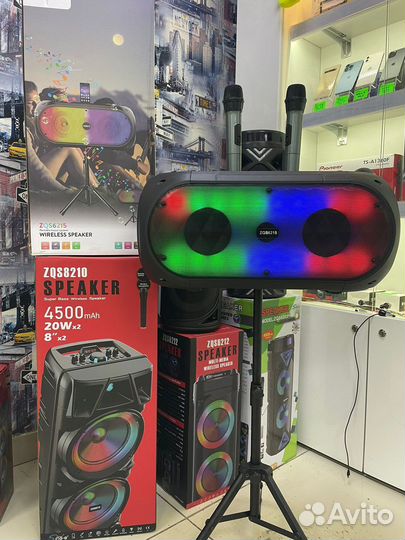 Блютуз колонка большая с беспроводным микрофоном