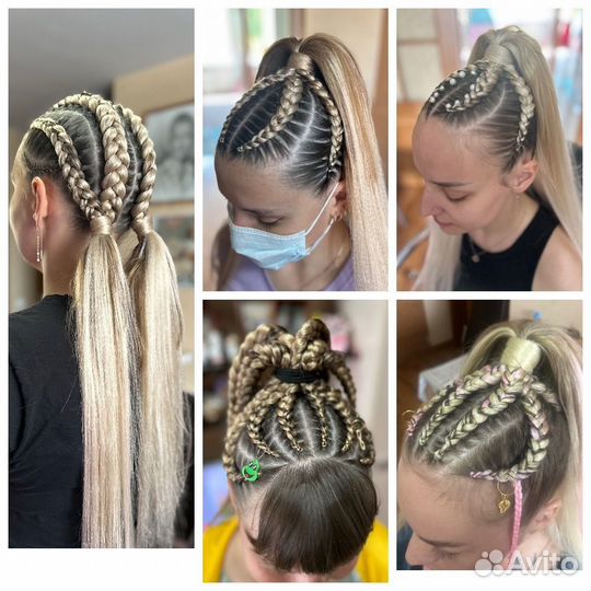 Плетение кос, с канекалоном, брейды