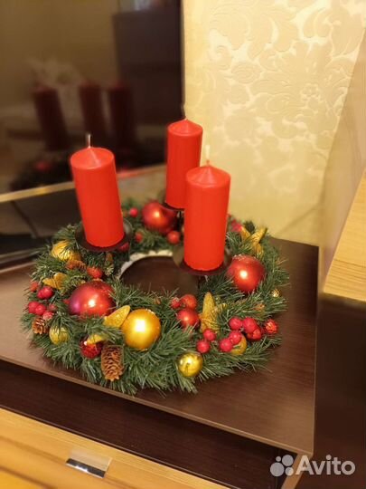 Композиция новогодняя со свечами HandMade