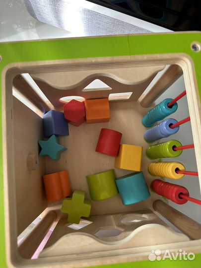 Куб сортер деревянный с часами и счетами