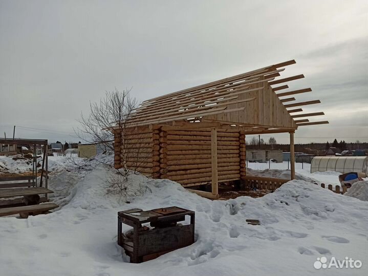 Срубы бань с установкой под крышу