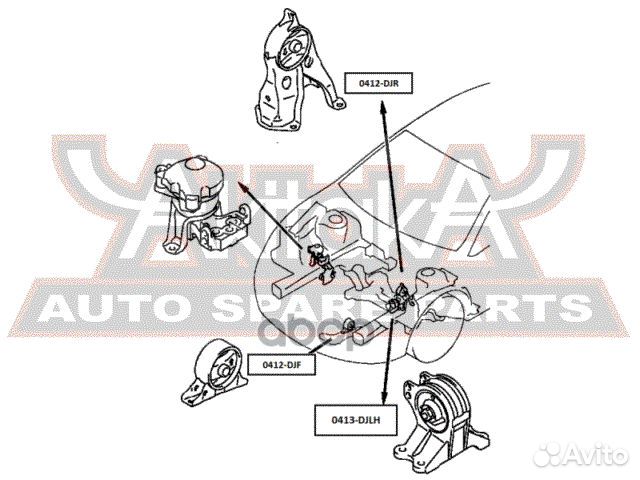 Подушка двигателя передняя 0412-DJF asva