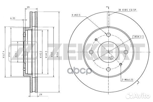 Диск торм. перед. Mitsubishi Galant III-IV 84