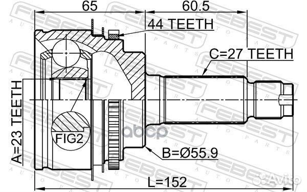 ШРУС наружный 23x56x27 subaru forester S11