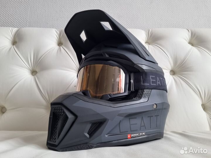Шлем эндypo leatt 7.5 V23 stеаlth чepный + oчки