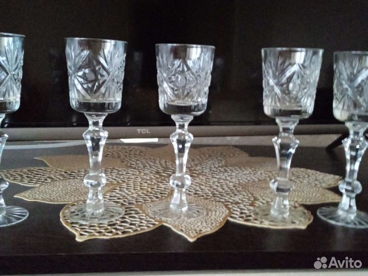 Фужеры ручная огранка хрусталь 70 годы 6 штук
