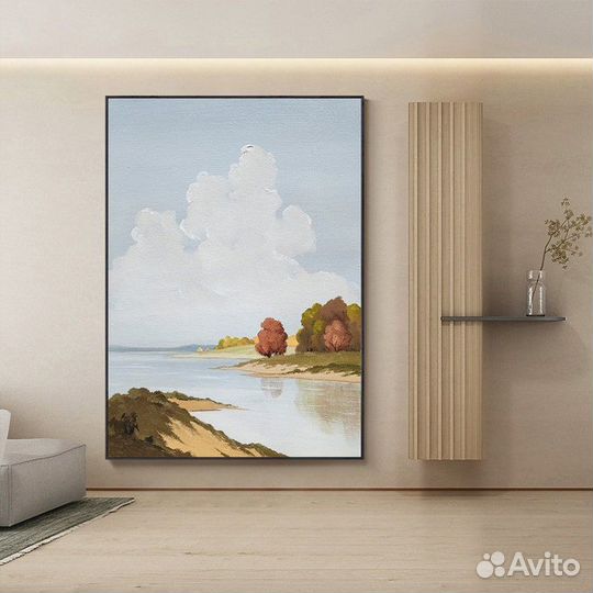 Интерьерная картина маслом речной пейзаж