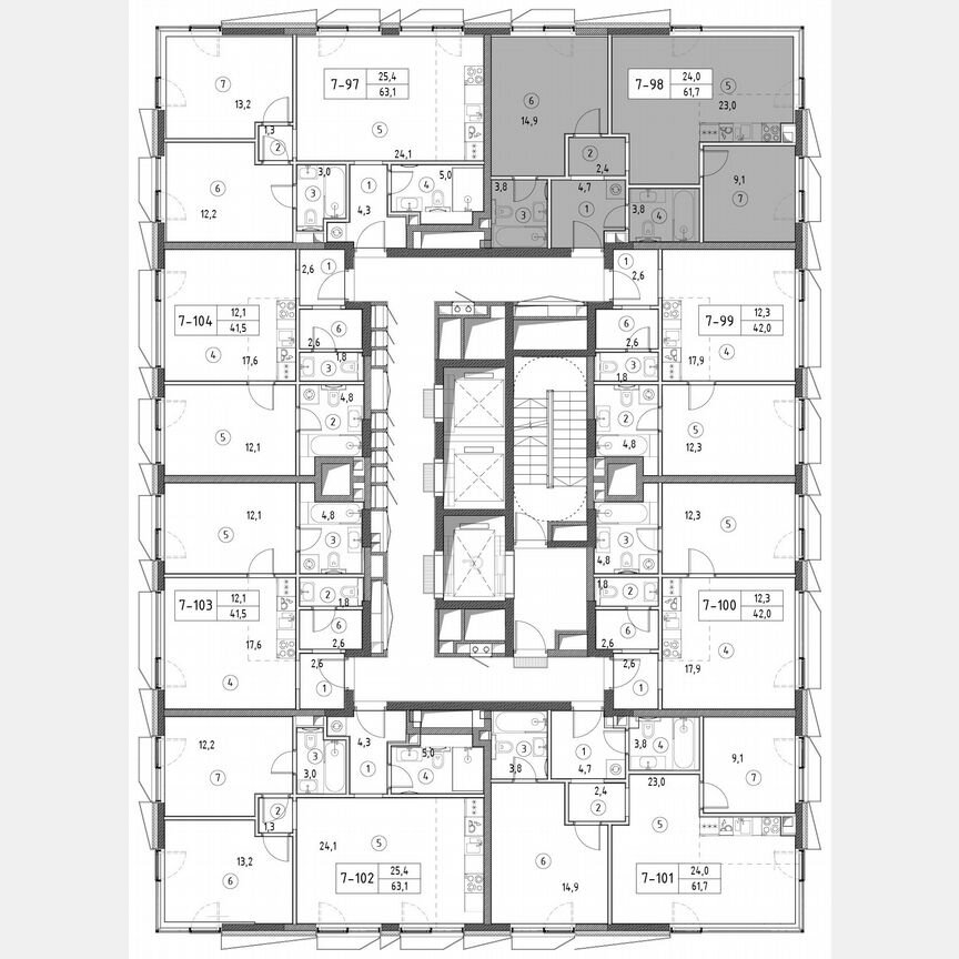 2-к. квартира, 60,5 м², 14/30 эт.