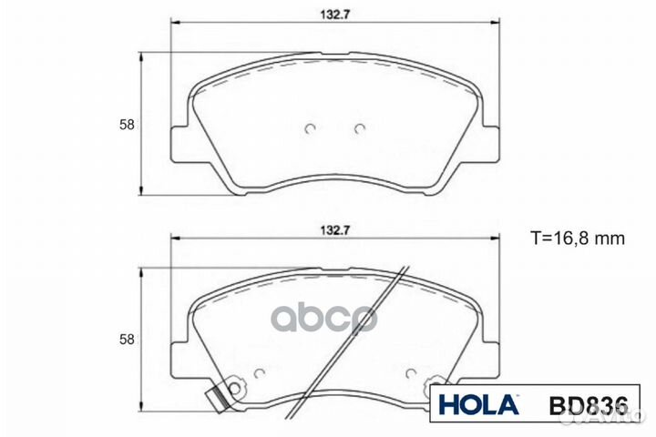 Тормозные колодки дисковые BD836 hola