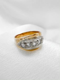 Золотое кольцо СССР 583 с бриллиантами 6.51 гр