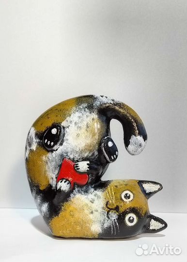 Кошка.Игрушка.Папье маше. Ручная работа