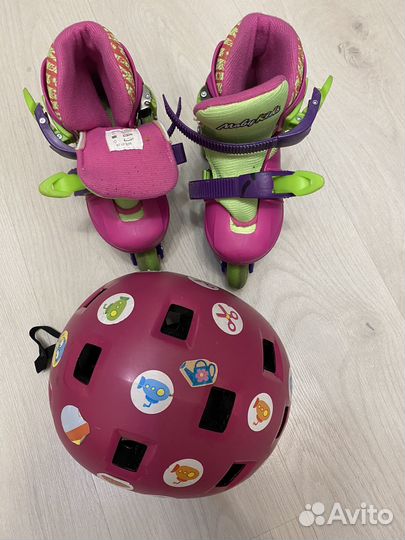 Ролики детские размер 27-29 шлем размер 52-54