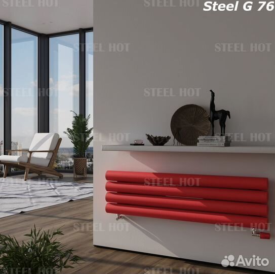 Горизонтальный дизайнерский радиатор Steel-Hot от