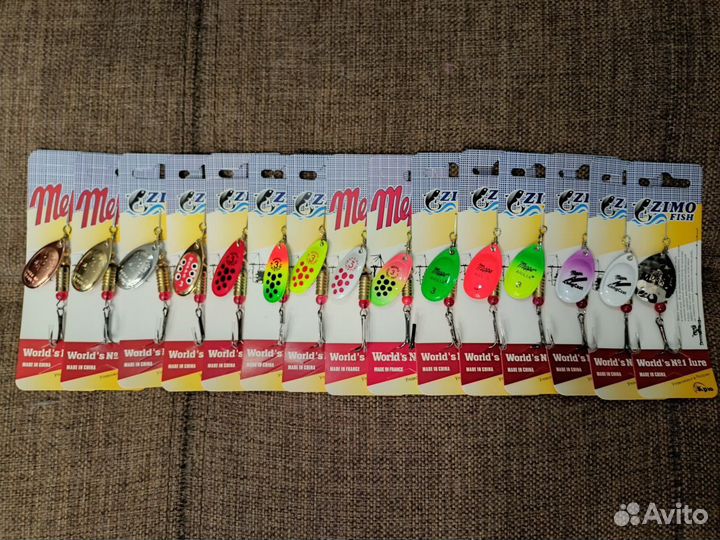 Блесна mepps №3 набор 15шт зелёные