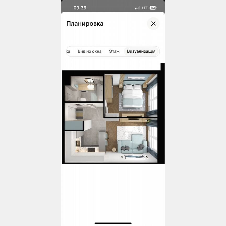 1-к. квартира, 35,1 м², 30/33 эт.