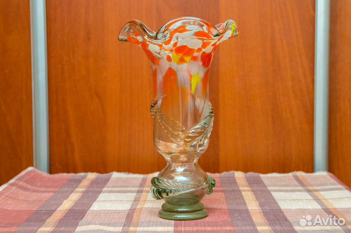 Ваза цветное стекло СССР 1970е 25см