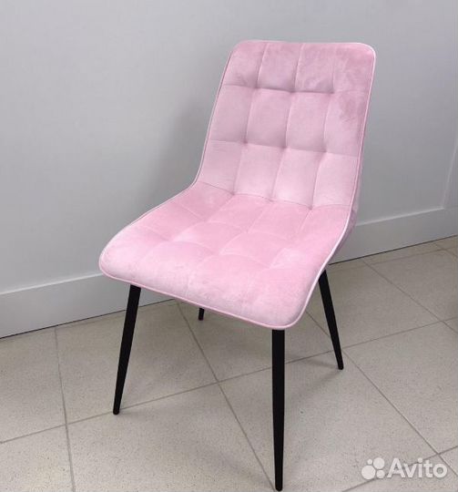 Стул мастера / клиента велюр розовый