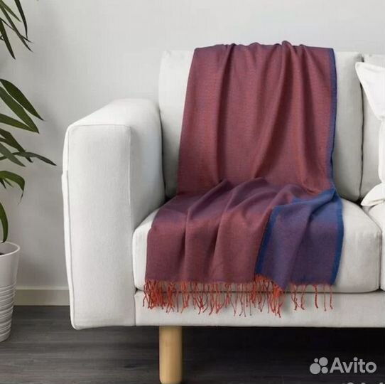 Плед шерстяной IKEA Лённмолла новый