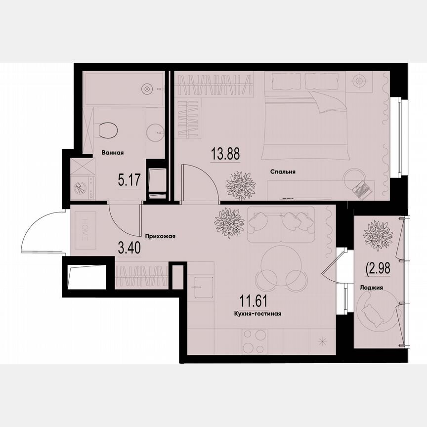 1-к. квартира, 35,6 м², 11/12 эт.