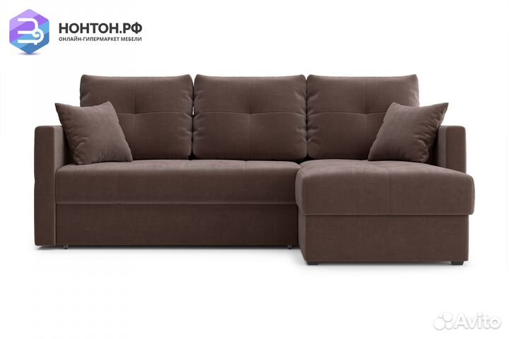 Диван угловой дельфин Вита коричневый