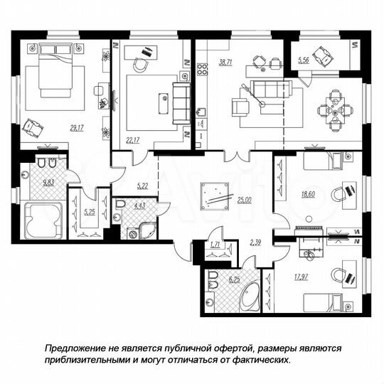 4-к. квартира, 191,8 м², 3/7 эт.